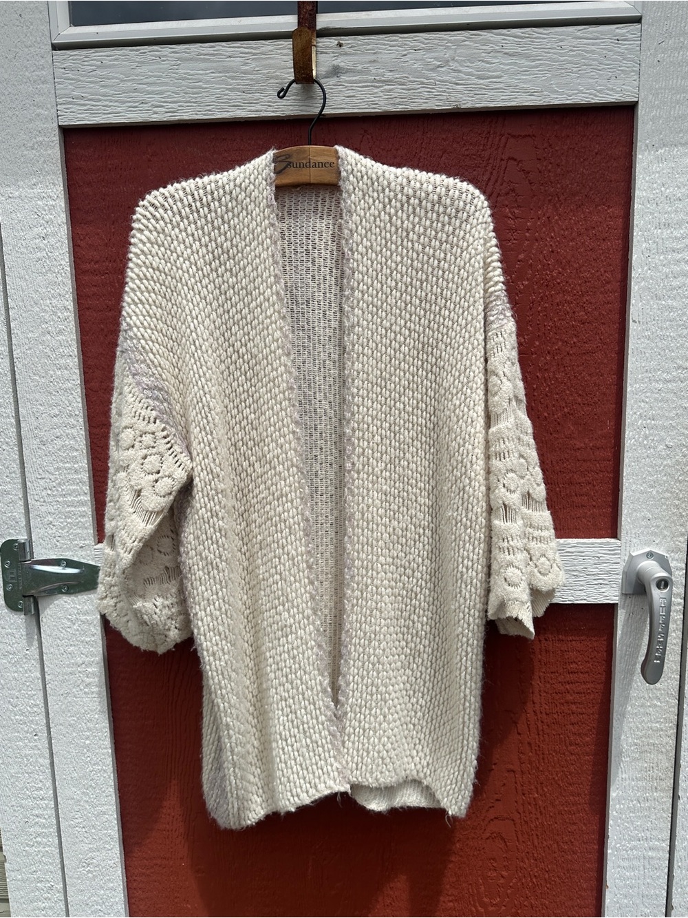 Mystree Open-Front Cream Chunky Knit Sweater